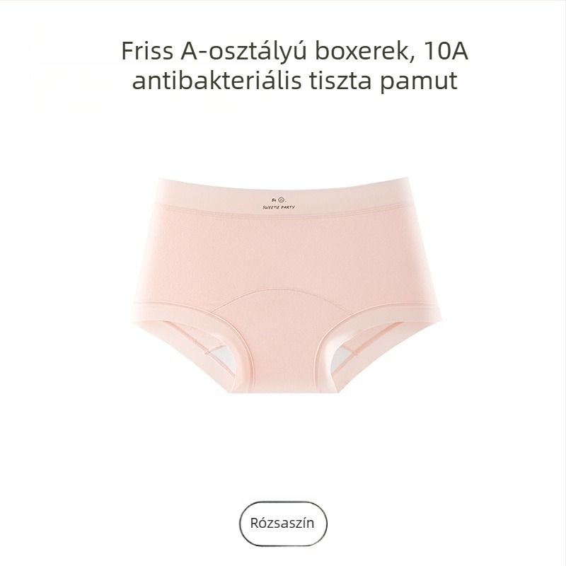 Női pamut boxer briefek, lélegző, nyom nélkül, antibakteriális, középmagas derekú
