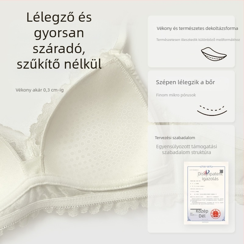 Háromszög alakú kosaras melltartó, vékony formázott kosár, csipke, fix kettős vállpántok