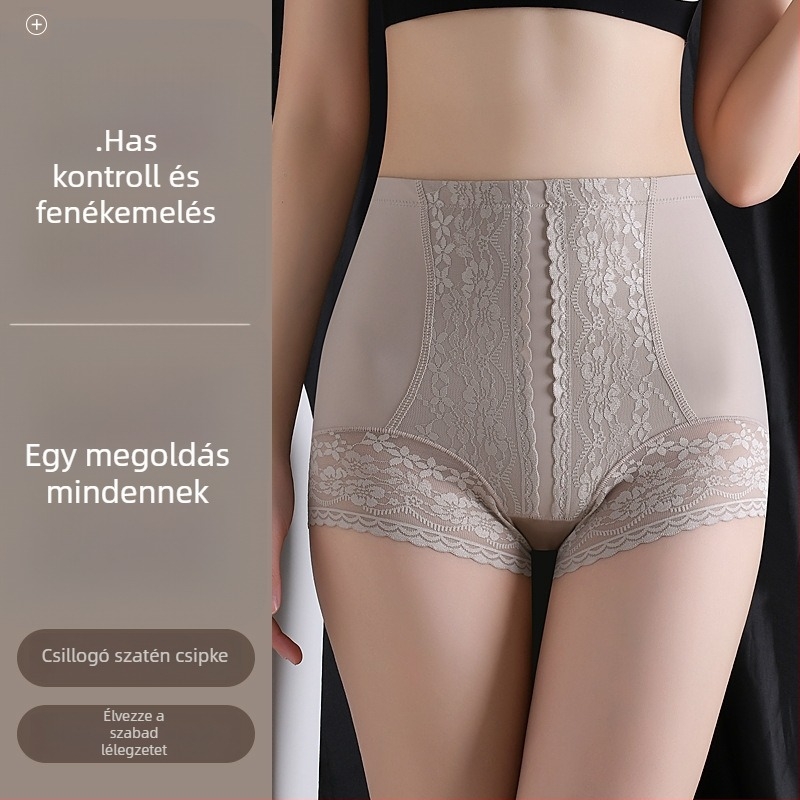 Plusz méretű csipkés alakformáló bugyi, magas derekú, szülés utáni formázáshoz, csípőemelés, nylon 70–80% pamutbetéttel