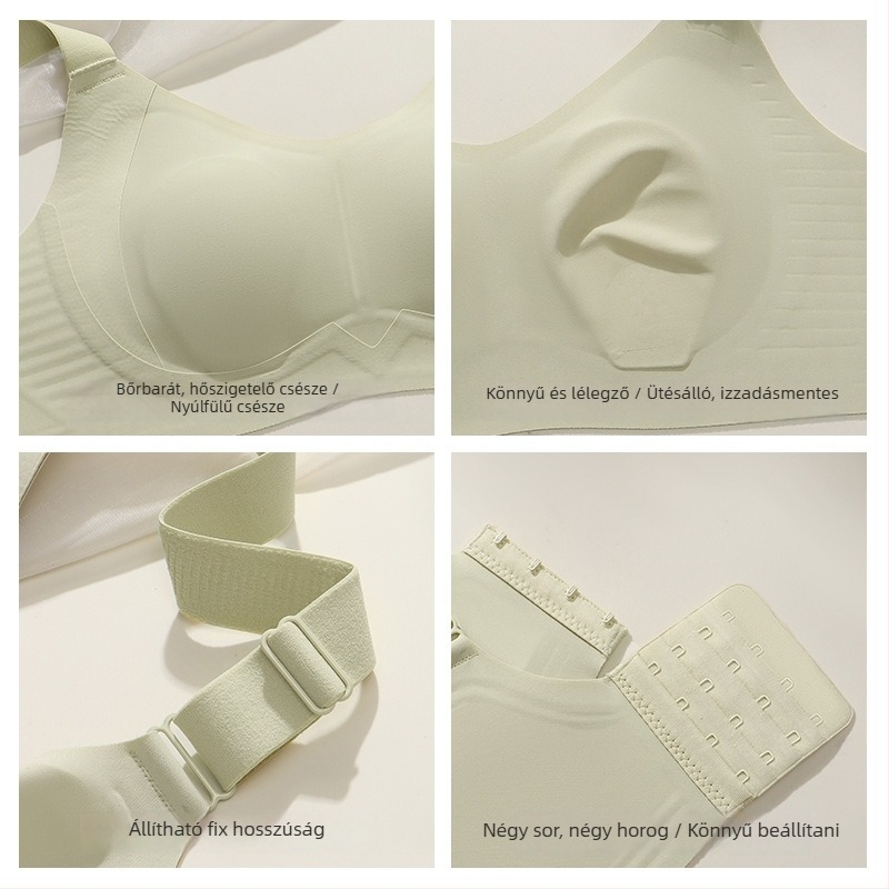 Sima, varrás nélküli melltartó nyúlfülű kosarakkal, nylon anyag, drót nélküli, vékony puha tartás, hátul négy sor kapocs