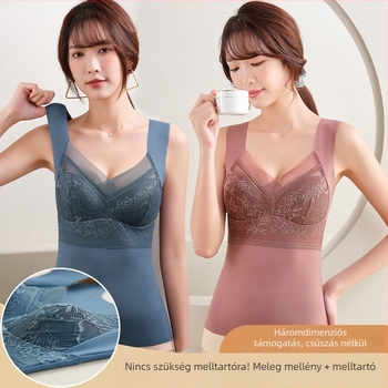 Női termosz mellény beépített melltartóbetéttel és párnával, nylon velúr anyaggal, V-nyakú, egy rétegű, ultra vékony anyag (≤40 g/m²)
