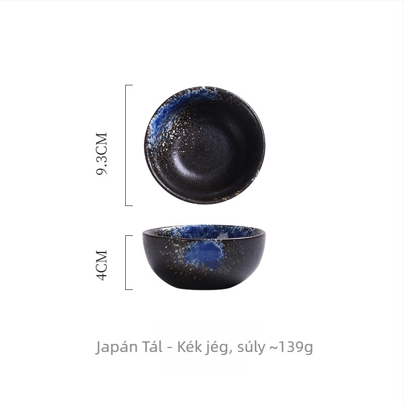Porcelán tál, japán stílus, kör alakú, mikrohullámú sütőben használható, aláglazúros szín