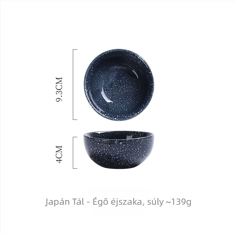 Porcelán tál, japán stílus, kör alakú, mikrohullámú sütőben használható, aláglazúros szín