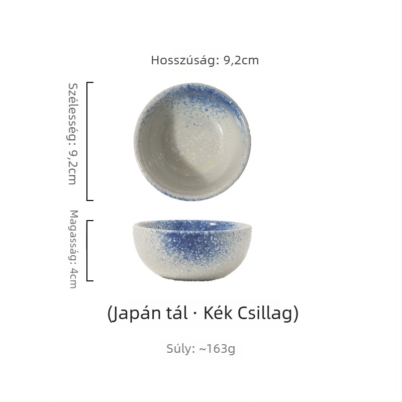 Porcelán tál, japán stílus, kör alakú, mikrohullámú sütőben használható, aláglazúros szín