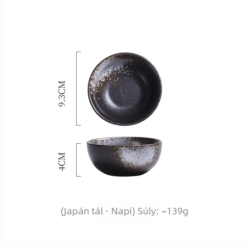 Porcelán tál, japán stílus, kör alakú, mikrohullámú sütőben használható, aláglazúros szín