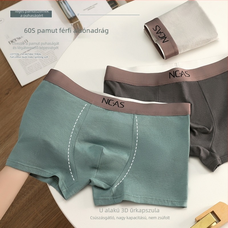 Shunael Férfiak számára lélegző pamut boxeralsó, középmagas derekú, kötött anyagú