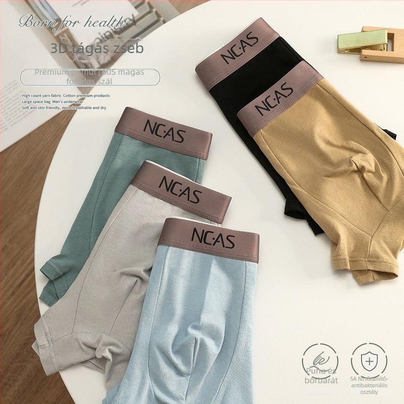 Shunael Férfiak számára lélegző pamut boxeralsó, középmagas derekú, kötött anyagú