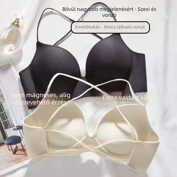 Sima hátú push-up melltartó, lélegző nylon anyag spandex béléssel, acélgyűrű nélkül, fix dupla vállpántok
