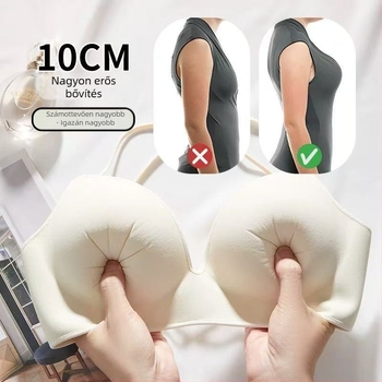 Sima hátú push-up melltartó, lélegző nylon anyag spandex béléssel, acélgyűrű nélkül, fix dupla vállpántok