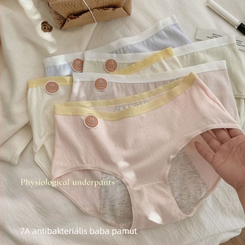 Antibakteriális pamut menstruációs alsónemű, lélegző kötött anyag, középmagas derékvonal, 95–100% pamut