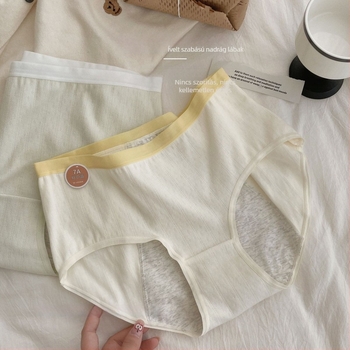 Antibakteriális pamut menstruációs alsónemű, lélegző kötött anyag, középmagas derékvonal, 95–100% pamut