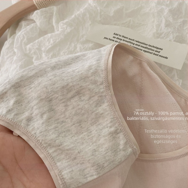 Antibakteriális pamut menstruációs alsónemű, lélegző kötött anyag, középmagas derékvonal, 95–100% pamut