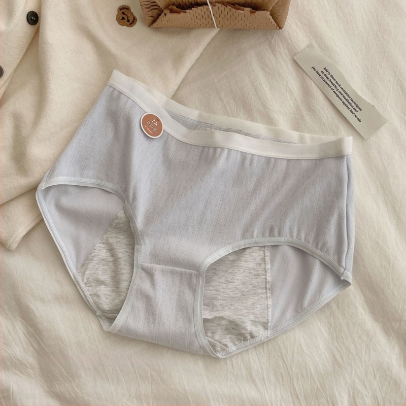 Antibakteriális pamut menstruációs alsónemű, lélegző kötött anyag, középmagas derékvonal, 95–100% pamut
