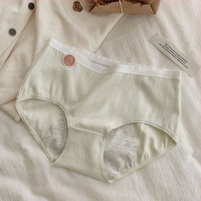 Antibakteriális pamut menstruációs alsónemű, lélegző kötött anyag, középmagas derékvonal, 95–100% pamut