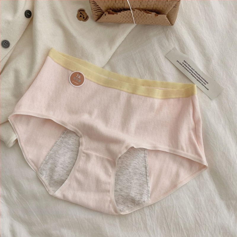 Antibakteriális pamut menstruációs alsónemű, lélegző kötött anyag, középmagas derékvonal, 95–100% pamut