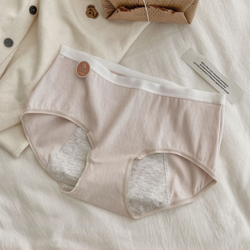 Antibakteriális pamut menstruációs alsónemű, lélegző kötött anyag, középmagas derékvonal, 95–100% pamut