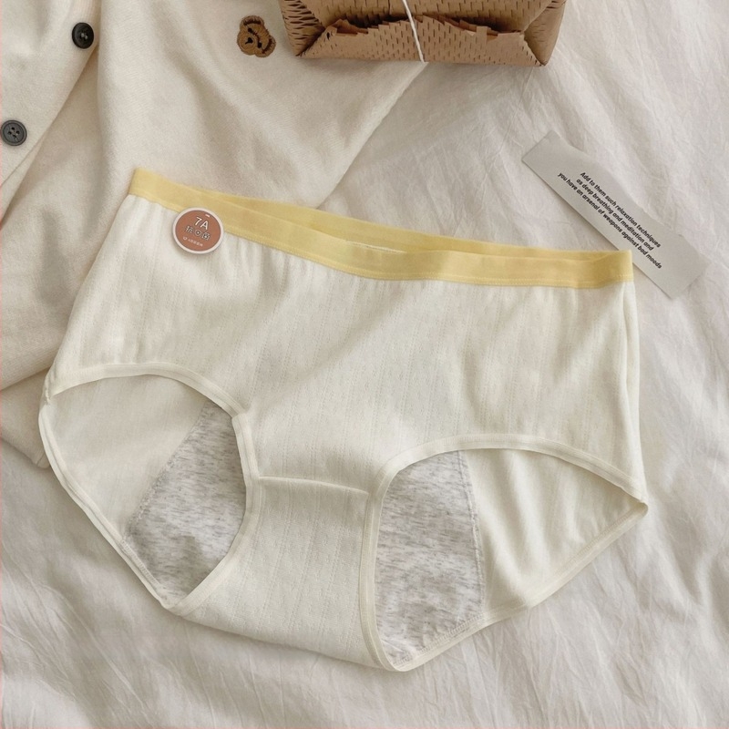 Antibakteriális pamut menstruációs alsónemű, lélegző kötött anyag, középmagas derékvonal, 95–100% pamut