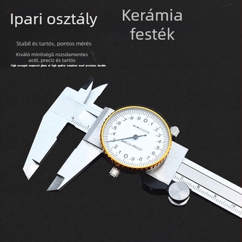 Rozsdamentes acél Vernier tolókalapács, 0–150 mm tartomány, felbontás 0,02 mm