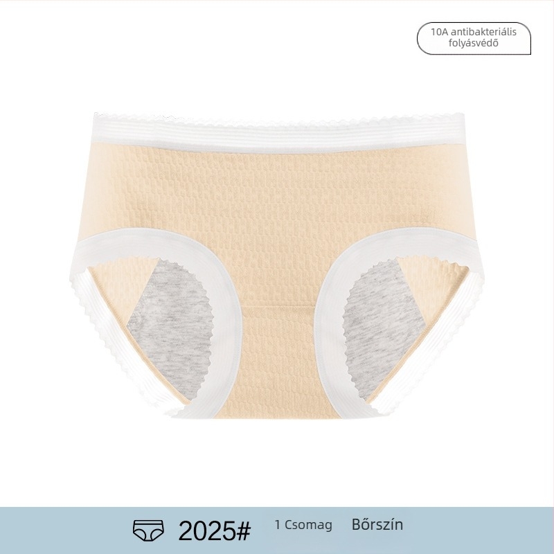 Pamut női bugyi menstruációhoz – lélegző jacquard szövés, alacsony derekú fazon, szivárgás elleni védelem.