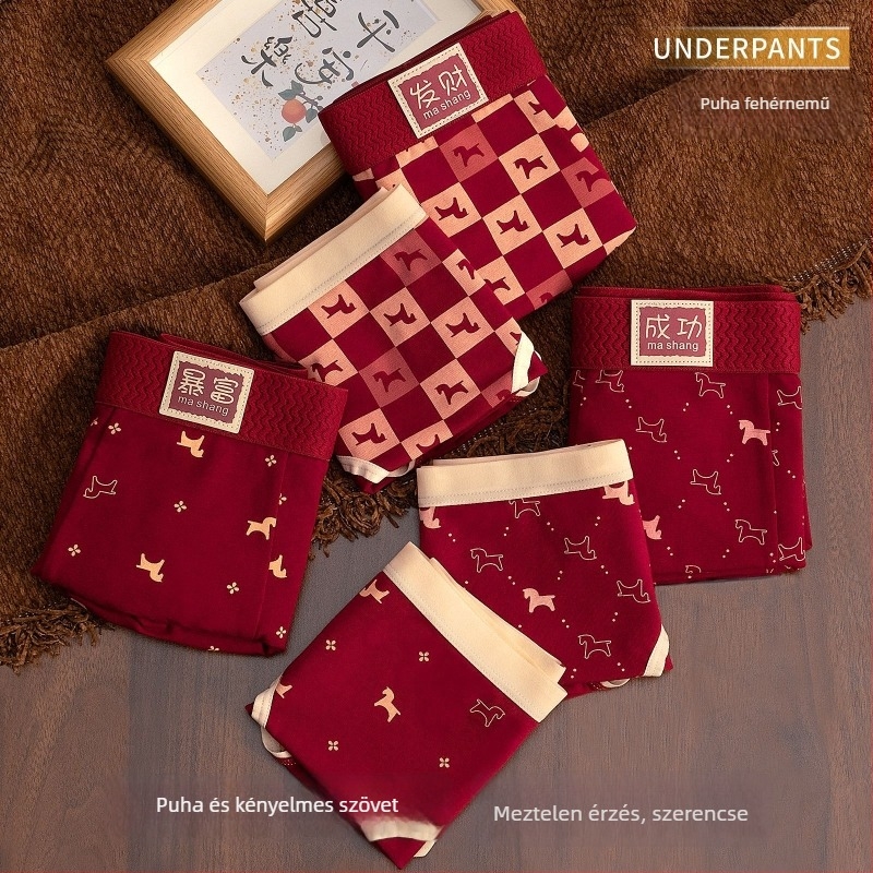 Pamut férfi boxeralsó a Ló évére, 2026 – Antibakteriális, Légáteresztő, Középmagas derekú, Pároknak