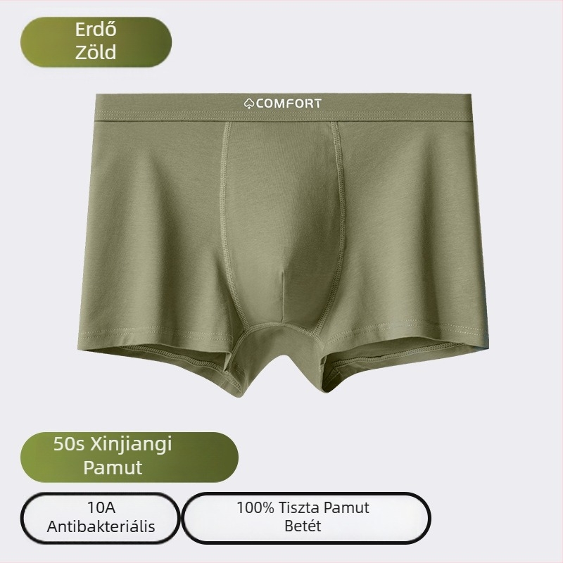 Férfi pamut boxer alsónadrág, antibakteriális 10A, légáteresztő, nagy méret, 100% pamut