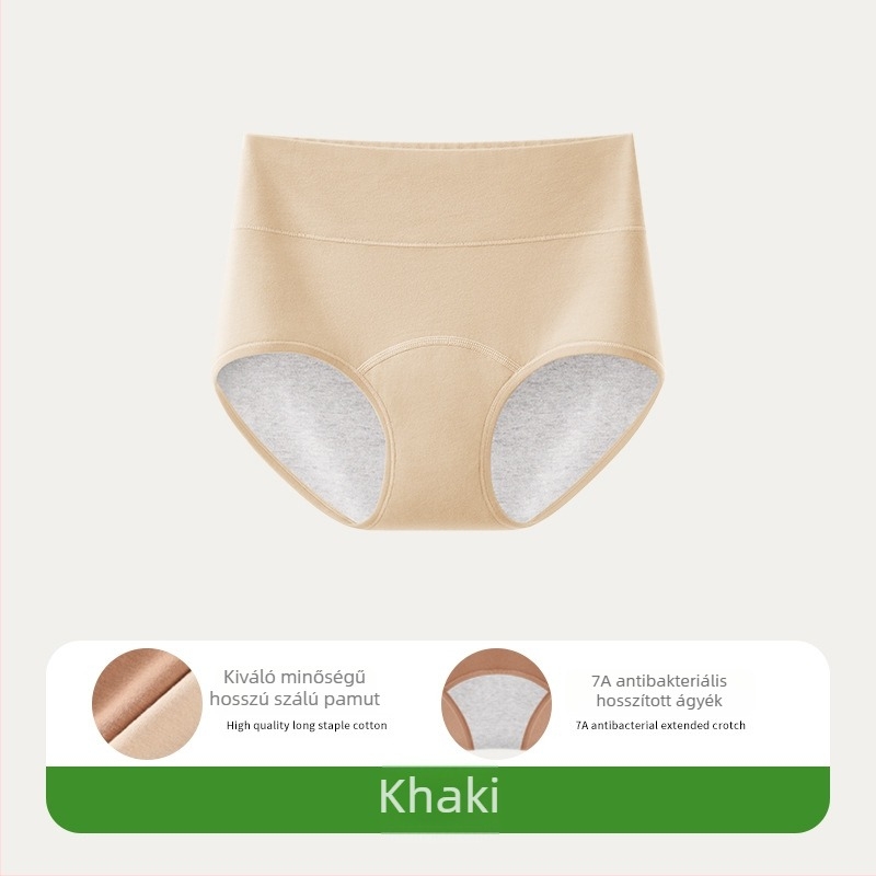 Női menstruációs alsónemű pamutból, háromrétegű védelem, középmagas derekú fazon, ágyéki rész 92% pamut