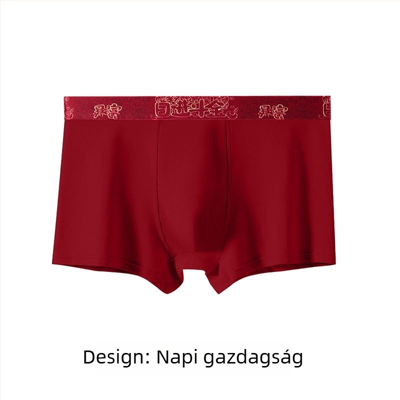 Férfi pamut boxeralsónadrág mintás, borvörös színben, nagy méret, 40S szál, nyomtatott, lélegző, kényelmes, jó előjelű dizájn