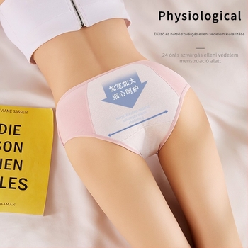 Női középmagasságú, plusz méretű pamut bugyi, védelem a szivárgás ellen a menstruáció környékén, lélegző, kényelmes, bikinis fazon