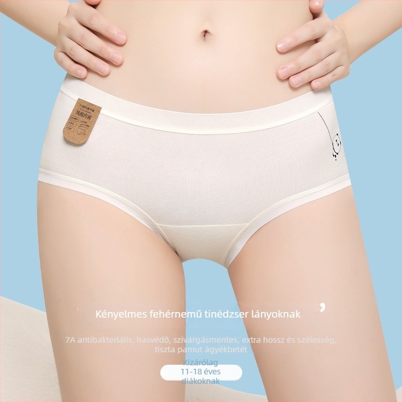Pamutból készült menstruációs fehérnemű lányoknak, szivárgás elleni védelemmel, tinédzserek számára.