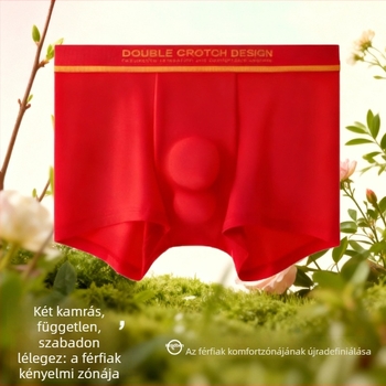 Modal férfi alsónemű kettős rekesz dizájnnal, antibakteriális, lélegző, középmagas derék