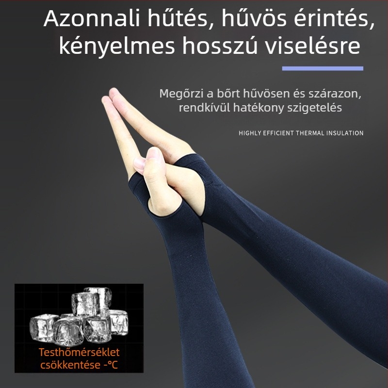 Uniszex nylon külső karvédő ujjvédő, anyag hideg-selyem hatású, csúszásmentes és napvédelmi funkcióval; logó nyomtatás és testreszabás elérhető