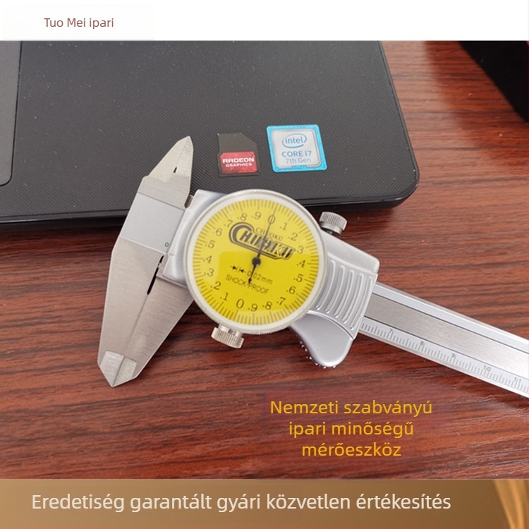 Tuomei ipari osztályú digitális vernier tolómérő, rozsdamentes acél, kétirányú ütésálló, mérőkészlet
