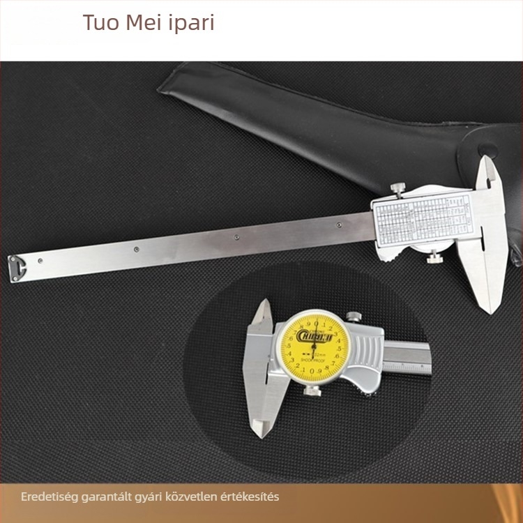 Tuomei ipari osztályú digitális vernier tolómérő, rozsdamentes acél, kétirányú ütésálló, mérőkészlet