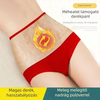 Női pamutból készült magas derekú fehérnemű menstruációhoz, jacquard virágos mintával, csípőemelés és hasi támasz