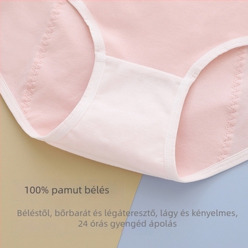 Lányoknak szánt fiziológiai alsónemű, középmagasságú derék, szivárgásmentes, lélegző pamutból, 100% pamut bélés