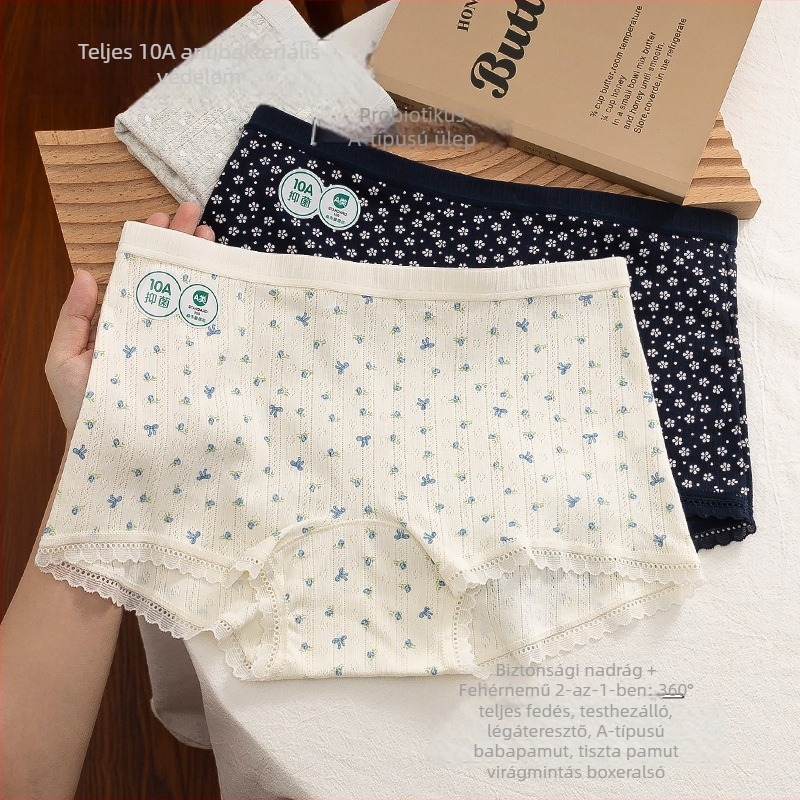 Női boxer briefek antibakteriális pamuttal, 90–95% pamut, pamut bélés, középmagas derék