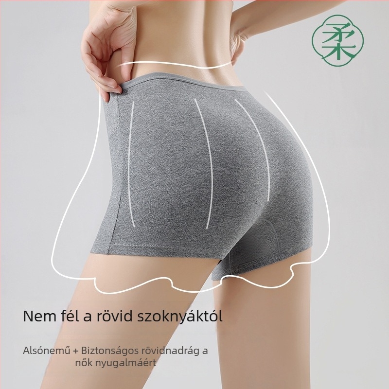 Női pamut boxeralsó, magas derék, hasi formázás, fenékemelés, antibakteriális