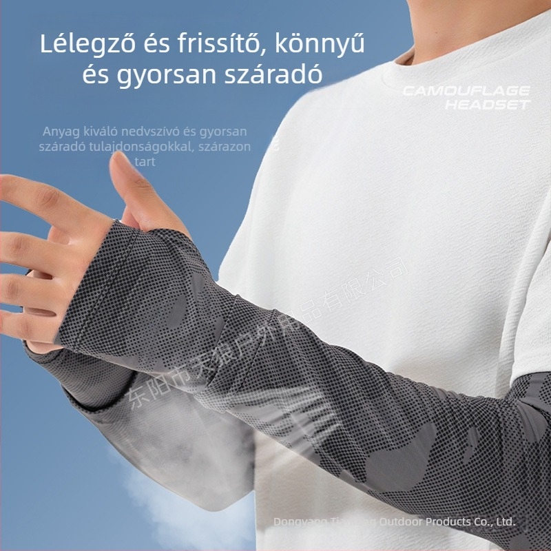 Csíkos mintázatú karvédő, UV-védelem, uniszex, hűsítő nyári anyag ice-selyem, kerékpározáshoz és horgászathoz