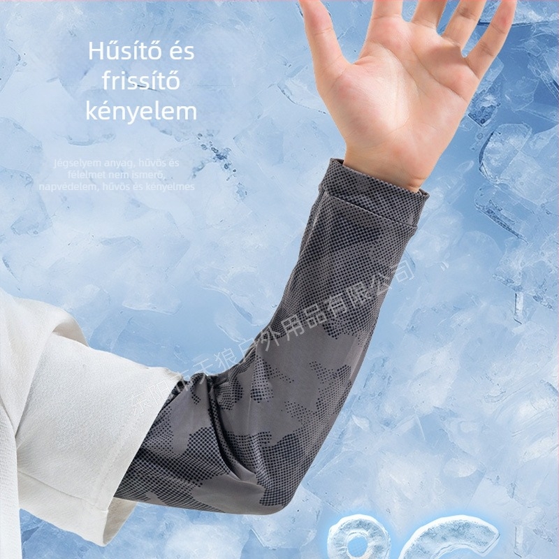 Csíkos mintázatú karvédő, UV-védelem, uniszex, hűsítő nyári anyag ice-selyem, kerékpározáshoz és horgászathoz