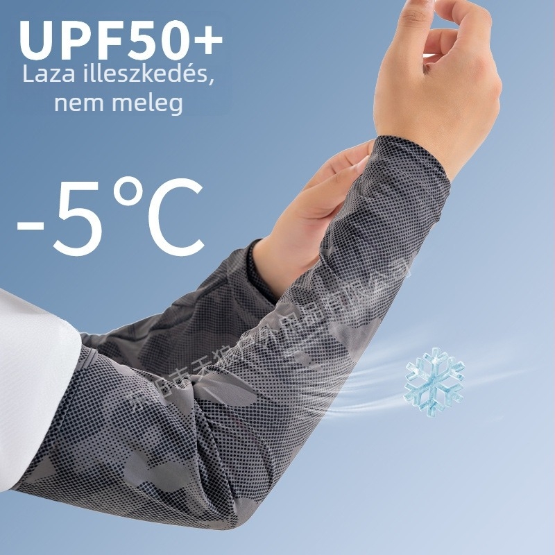Csíkos mintázatú karvédő, UV-védelem, uniszex, hűsítő nyári anyag ice-selyem, kerékpározáshoz és horgászathoz