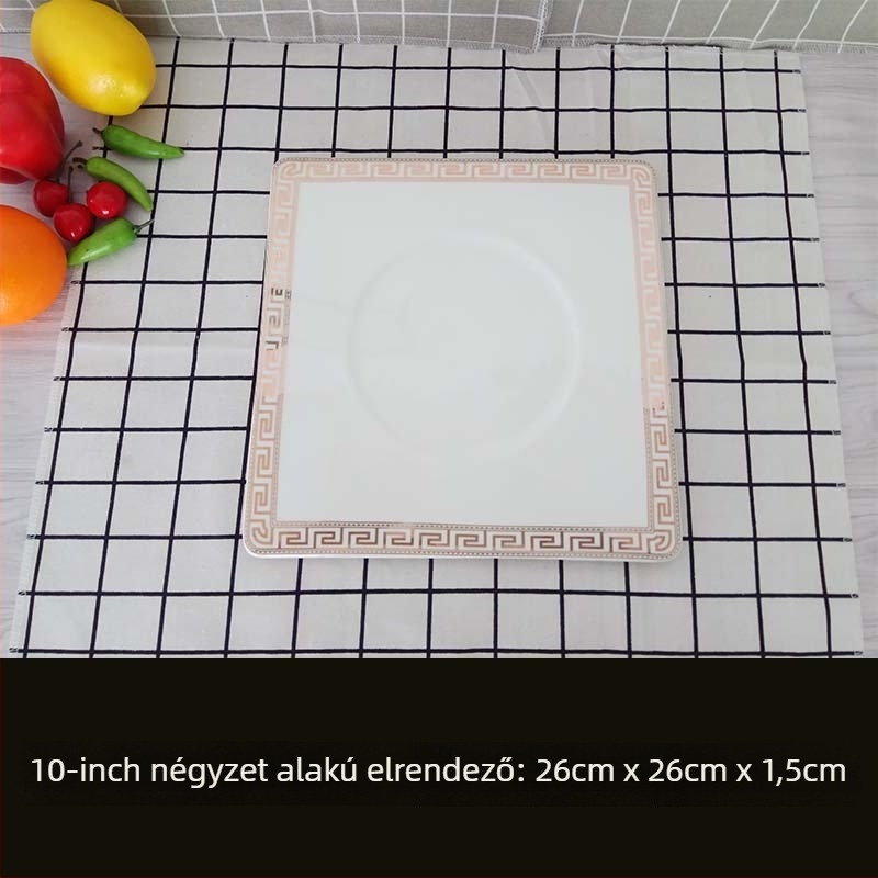 Szállodai étkezőkészlet, 4 darab, európai stílus, csontporcelán aranyszegéllyel, kör alakú tányérok és tálak