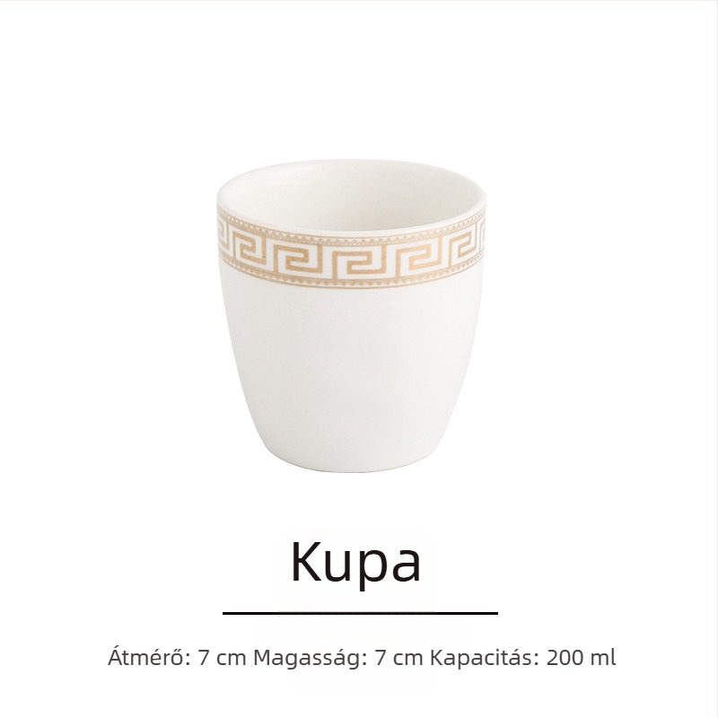 Szállodai étkezőkészlet, 4 darab, európai stílus, csontporcelán aranyszegéllyel, kör alakú tányérok és tálak