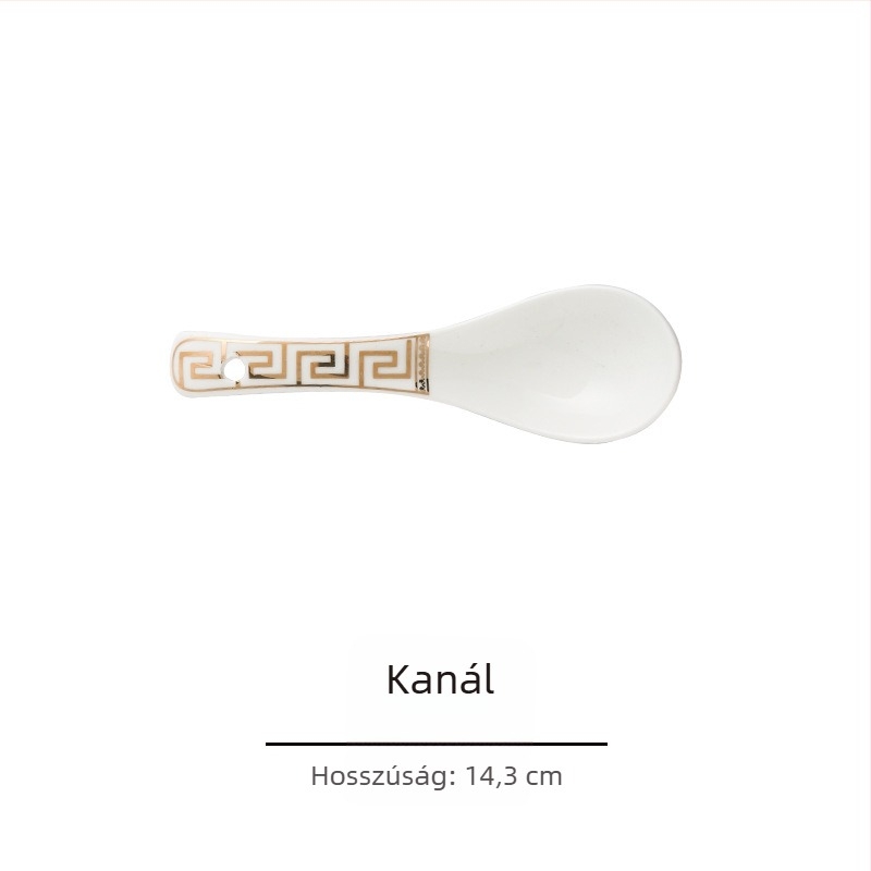 Szállodai étkezőkészlet, 4 darab, európai stílus, csontporcelán aranyszegéllyel, kör alakú tányérok és tálak