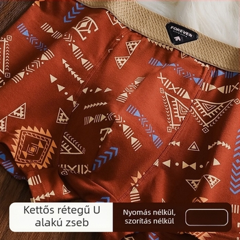 Yu Zhaolin férfi pamut boxer brief, graffiti mintával, lélegző, viszkóz ágyéktáji bélés