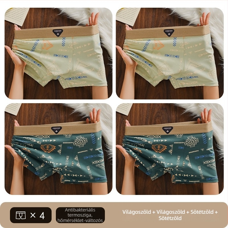 Yu Zhaolin férfi pamut boxer brief, graffiti mintával, lélegző, viszkóz ágyéktáji bélés
