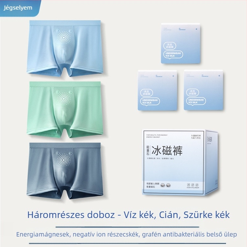 Férfi Ice Silk grafén antibakteriális boxer alsónadrág, középmagas derék, vékony fazon, nagy méret