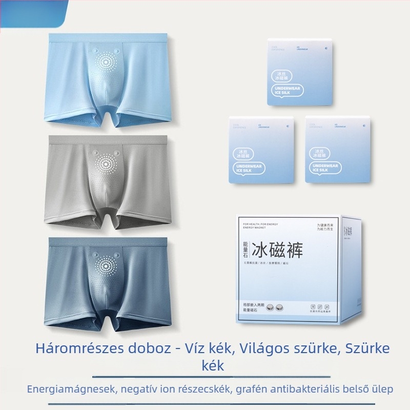 Férfi Ice Silk grafén antibakteriális boxer alsónadrág, középmagas derék, vékony fazon, nagy méret