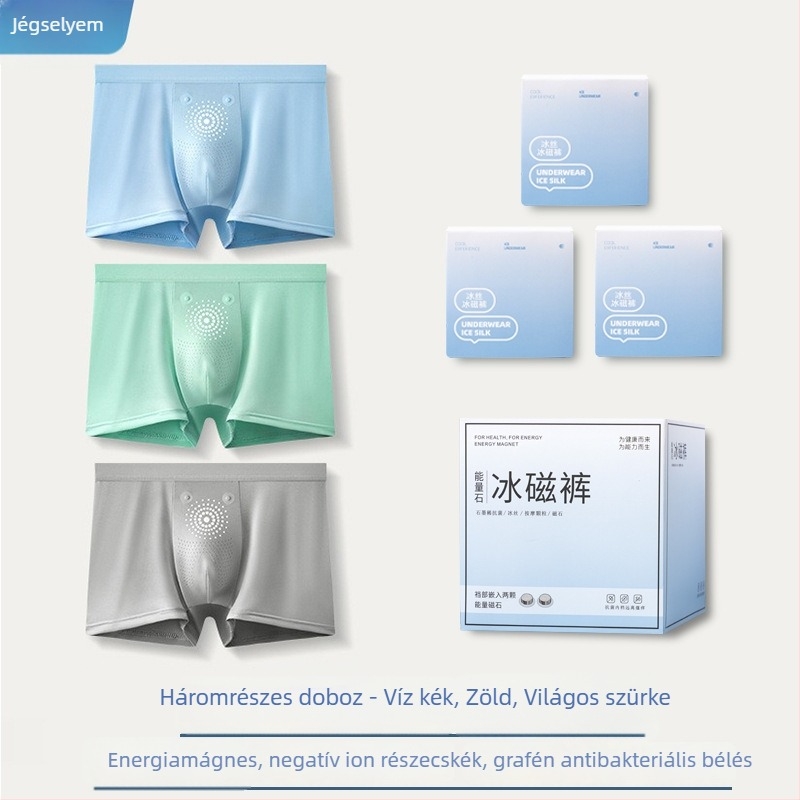 Férfi Ice Silk grafén antibakteriális boxer alsónadrág, középmagas derék, vékony fazon, nagy méret