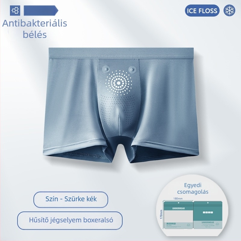 Férfi Ice Silk grafén antibakteriális boxer alsónadrág, középmagas derék, vékony fazon, nagy méret