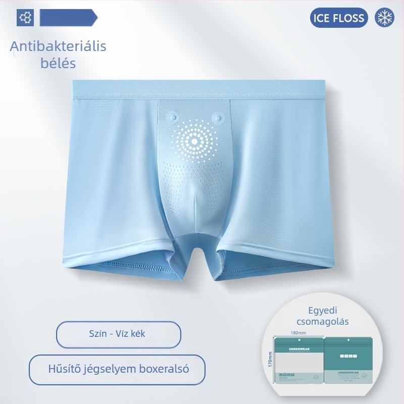 Férfi Ice Silk grafén antibakteriális boxer alsónadrág, középmagas derék, vékony fazon, nagy méret